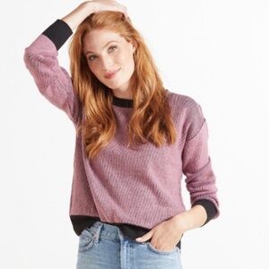Evereve Roan + Ryan Harper Pullover Striped Sweater, Black + Pink, Size Medium